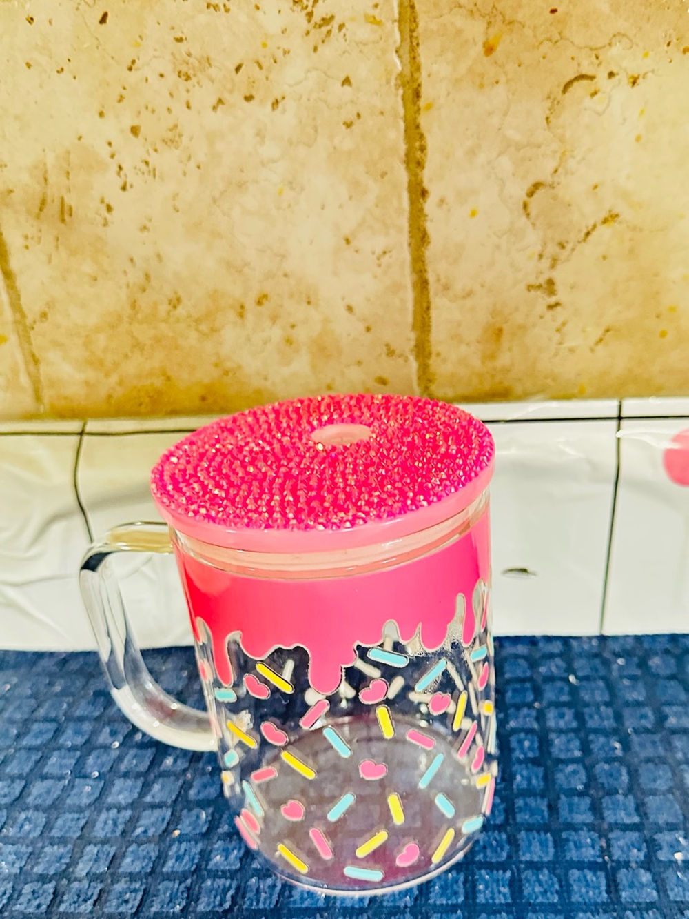 Disney Pink Sprinkle Acrylic Mug with Textured Lid personalizado